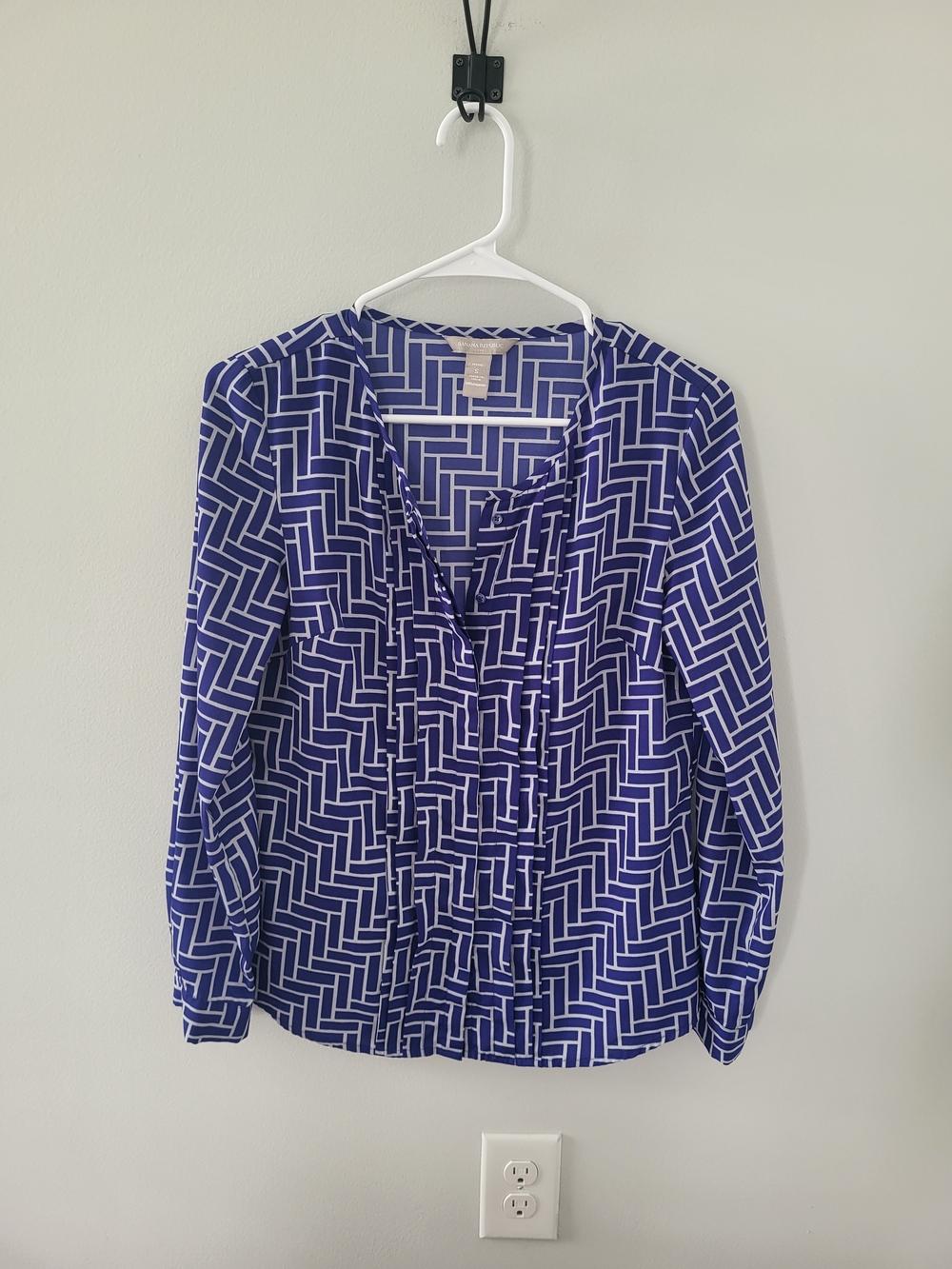 Geometric Print Blue Women's Blouse